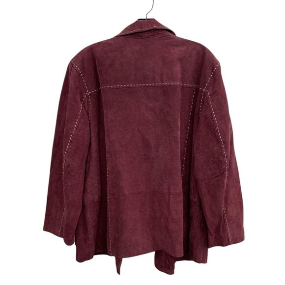 NWT | denim + company Maroon Washable Genuine Leather Jacket | Women's 3x - Picture 3 of 6